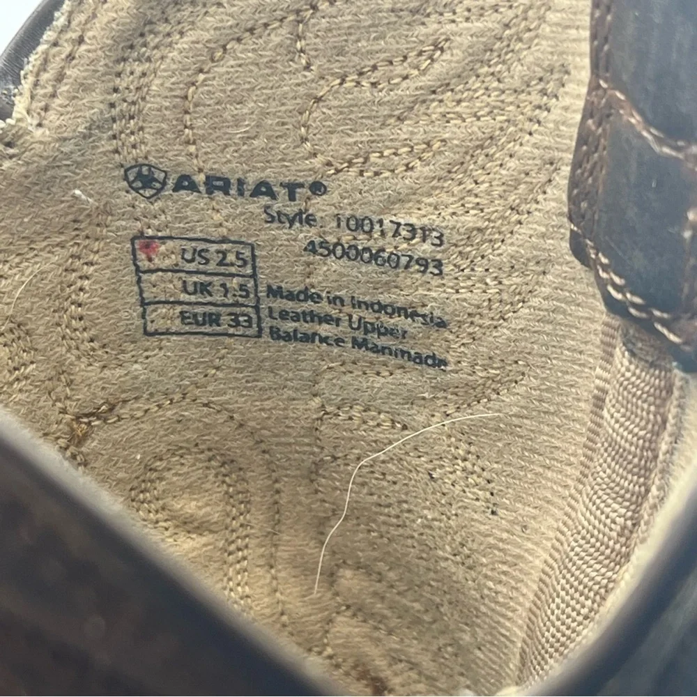 Ariat Destressed Western Cowboy Boot Brown Size 2.5 Leather 10017313 Square Toe